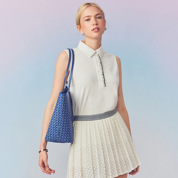 Tory Sport Tech Pique Sleeveless Ruffle Polo - Sz Medium - NWT! - Picture 8 of 8